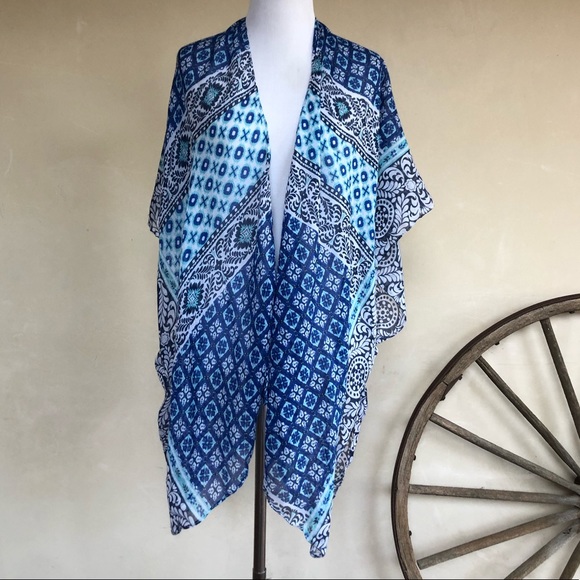 SWIM SUIT BEACH COVER-UP KIMONO Lt Weight Summer Boho One Size New! Super Cute!! - Picture 1 of 8